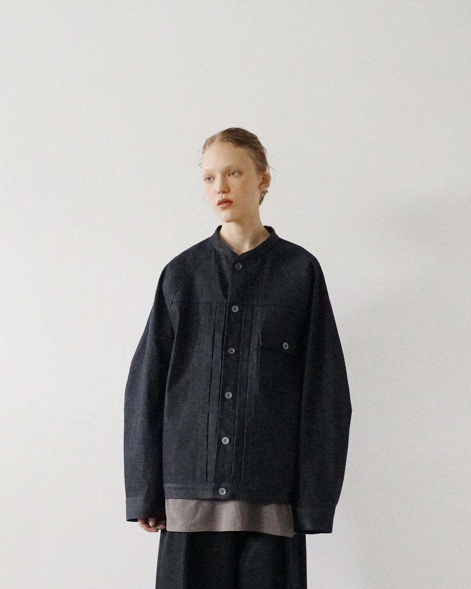 VU スタンドカラー デニムワークジャケット 深いブルー セルビッチデニム 日本製