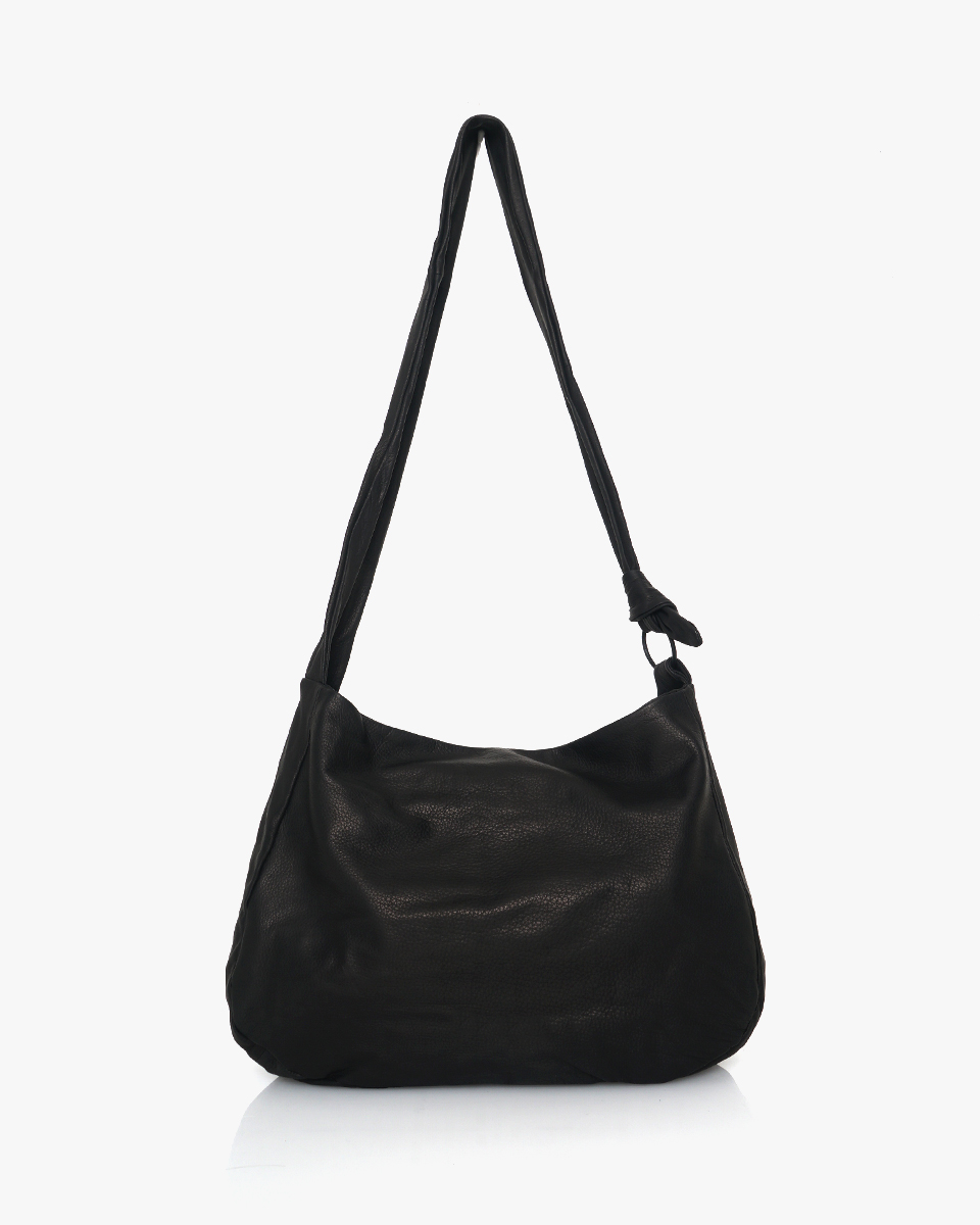 鹿革（ディアレザー） ビッグサッシュバッグ ブラック 日本製