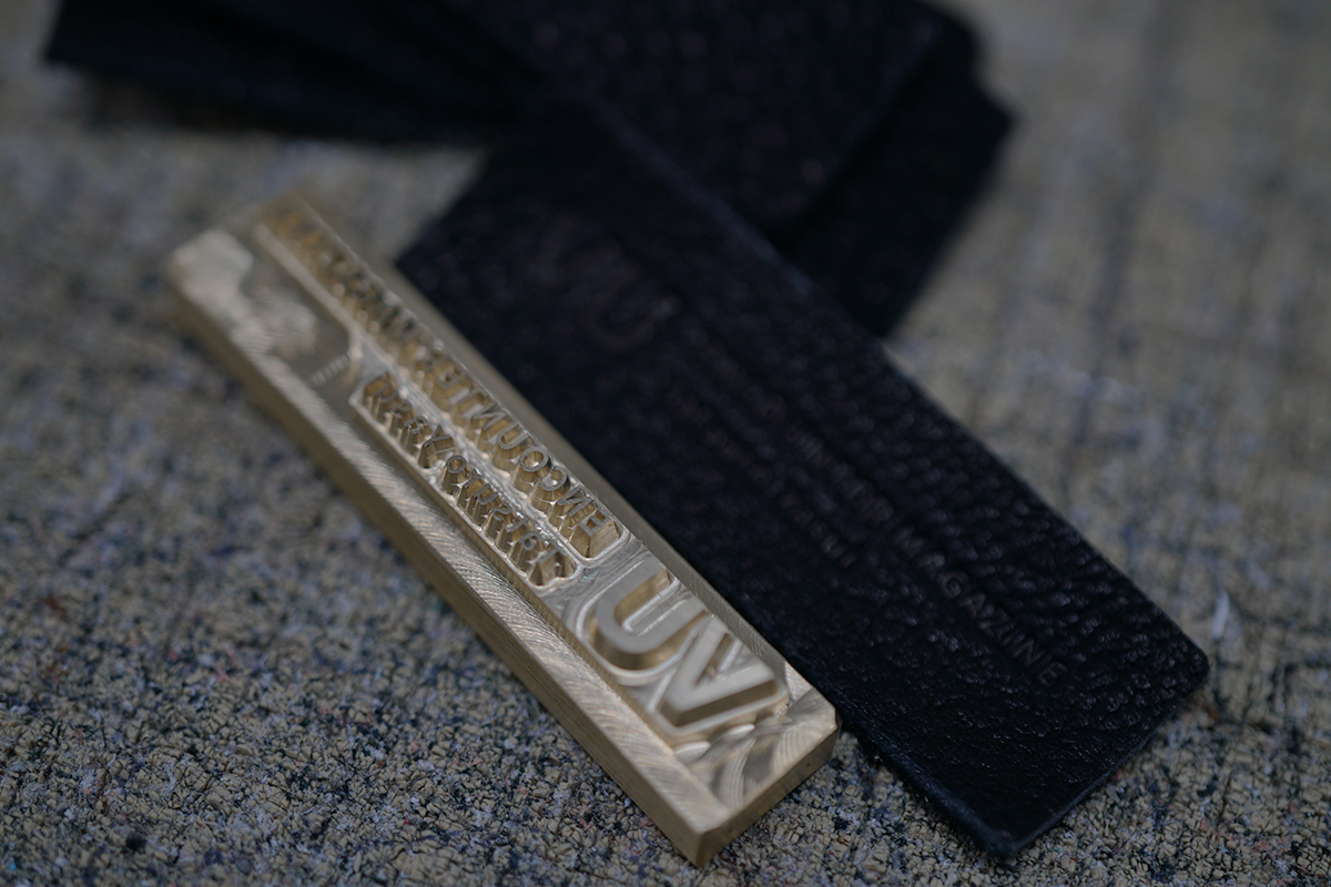 VU camera bag leather stamp detail collaboration ENCOUNTER MAGAZINE Yasui Tatsuro