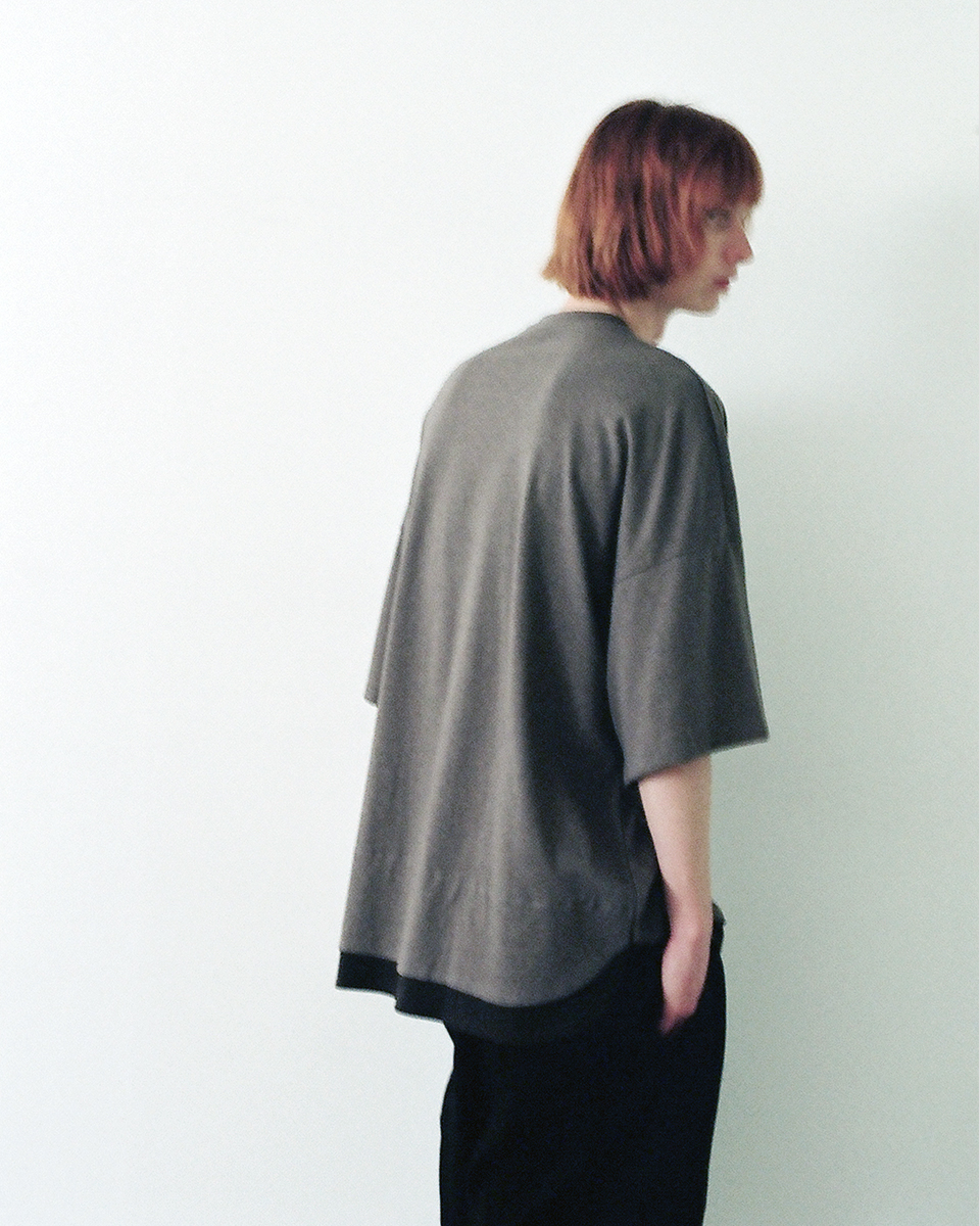 VU two slit layered hemp cotton t-shirt graige dark gray